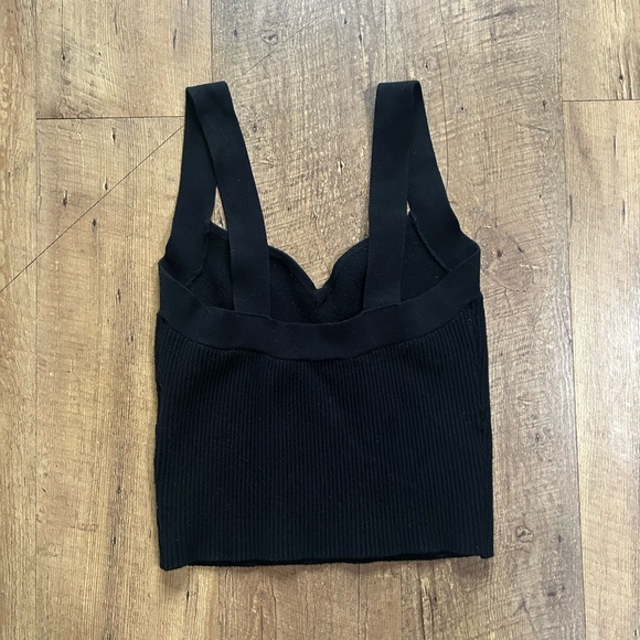 Abercrombie & Fitch Black Ribbed Knit Tank Top Sweetheart Neckline Size Small - Picture 2 of 12